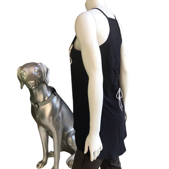 Cabi Nautical Rope Black Tank With Tie Style 836 Cotton Modal Women's Size M - Picture 2 of 7